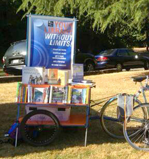 Bike-bookmobile in action