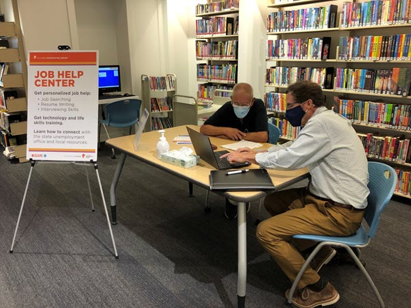 Patron receiving assistance at Columbus Metropolitan Library's Job Help Center