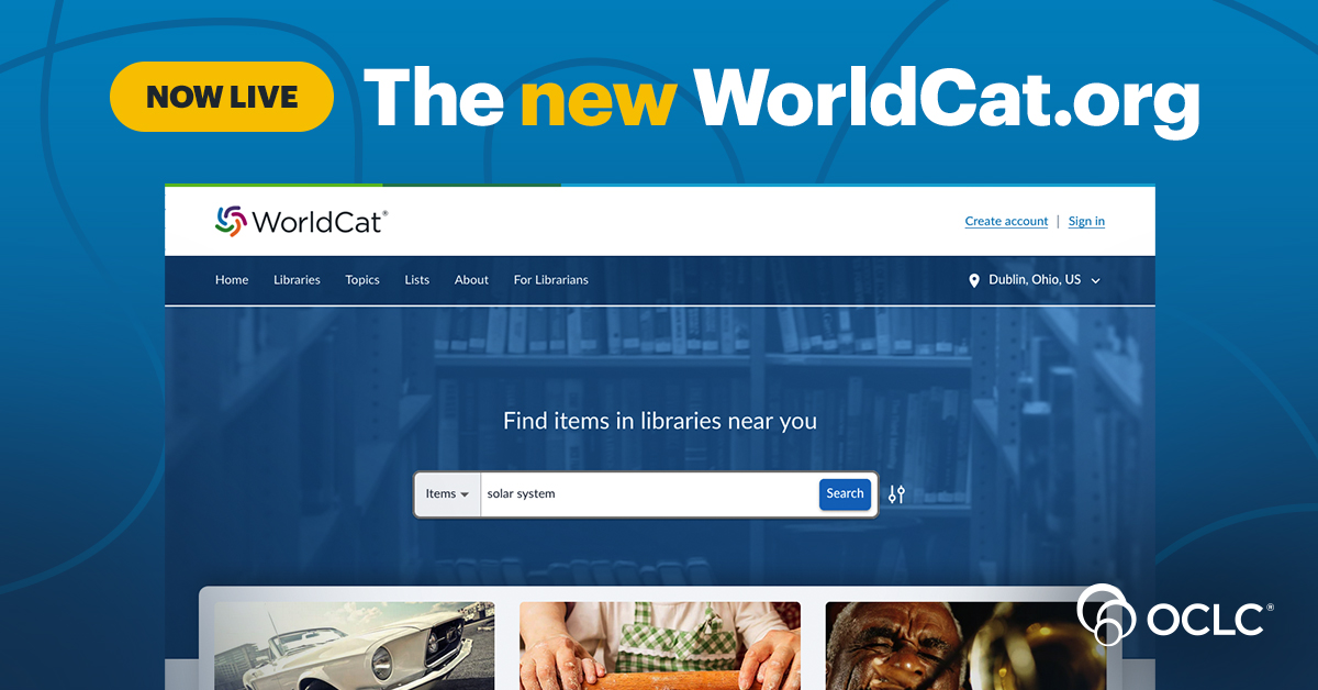 image of new WorldCat.org homepage