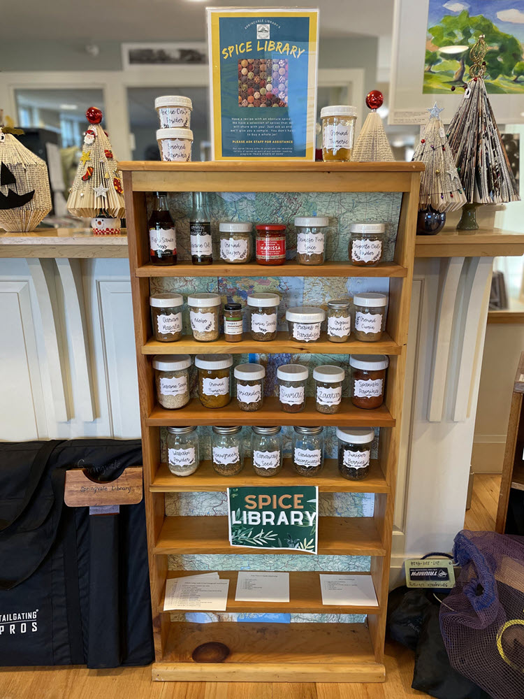 spices on spice library shelves