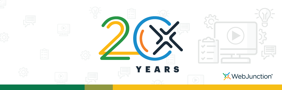 Logo with the words '20 years' in a stylized font 