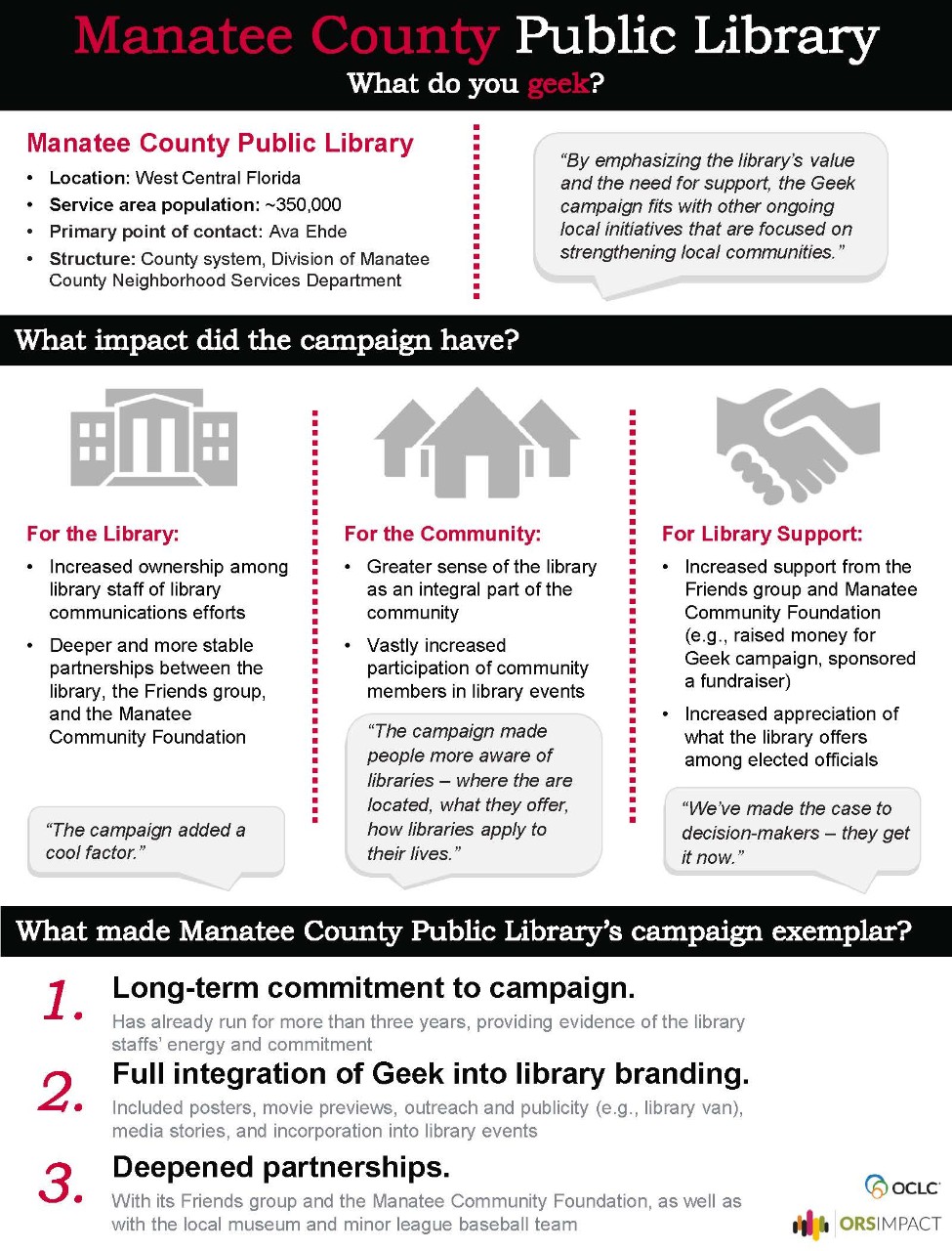 Summary of Manatee County Public Library case study