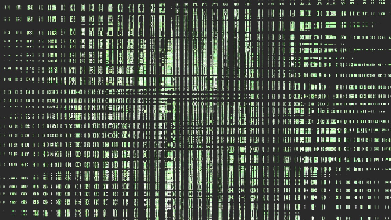 Abstract pattern of intersecting dark green lines by Logan Voss, obtained via Unsplash