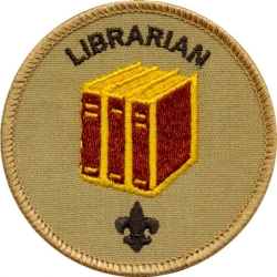 Librarian merit badge, courtesy of the boy scouts
