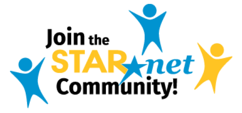 Stylized text reading: "Join the STAR net community" and three illustrated dancing figures