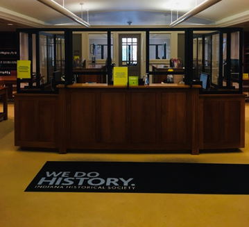 IHS-2 Photo: Reference Desk with plexiglass divider installed