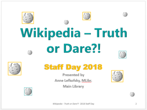 Graphic for Wikipedia Truth or Dare staff day event
