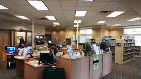 Photo of the reference desk at the library Photo of the reference desk at the library