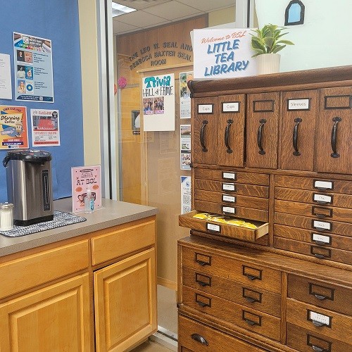 Repurposed card catalog becomes tea library and creates community hub